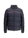 Moncler Puffer Jacket With High Collar And Quilted Design In Blue