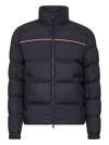 Moncler Puffer Jacket With High Collar And Quilted Design In Blue