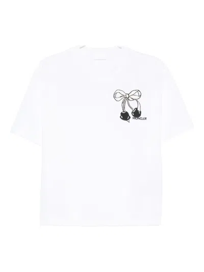 Moncler Bow-embroidered T-shirt In White
