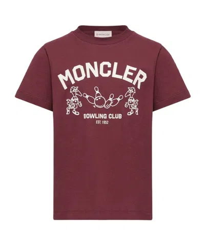 Moncler Kids' Bowling Logo Cotton T-shirt In Brown