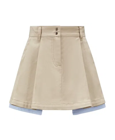 Moncler Box-pleat Mini Skirt In Nude
