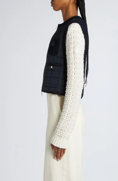 Moncler Box Quilted Down Vest In Navy Blue
