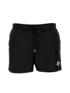 Moncler Logo Patch Detail Elastic Waist Swim Shorts In Black