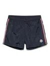 Moncler Tricolour Trim Swim Shorts In Dark Blue
