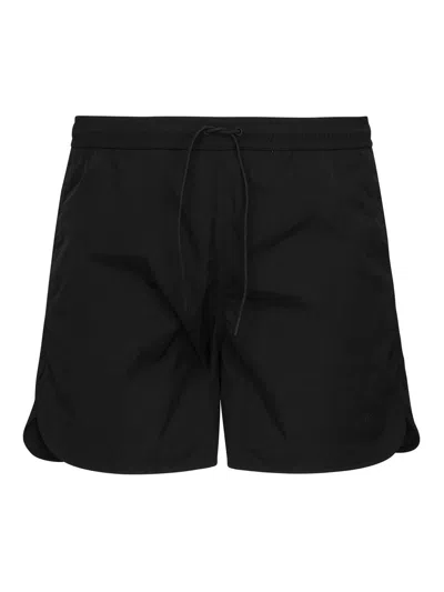 Moncler Gathered Swim Shorts In Black