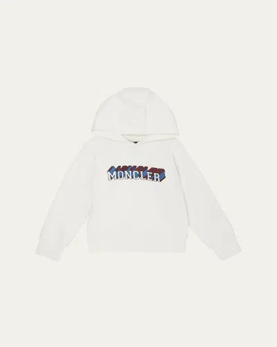 Moncler Kids' Boy's 3d Logo-print Cotton Hoodie In White