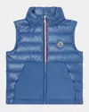 Moncler Boy's Apatou Tri-stripe Puffer Vest In Blue