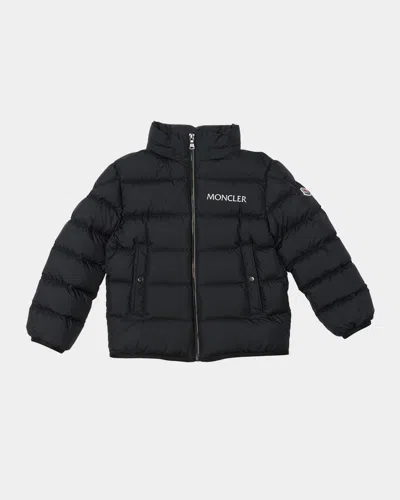 Moncler Kids' Boy's Bajan Airsoft Hooded Zip-front Down Jacket In Black
