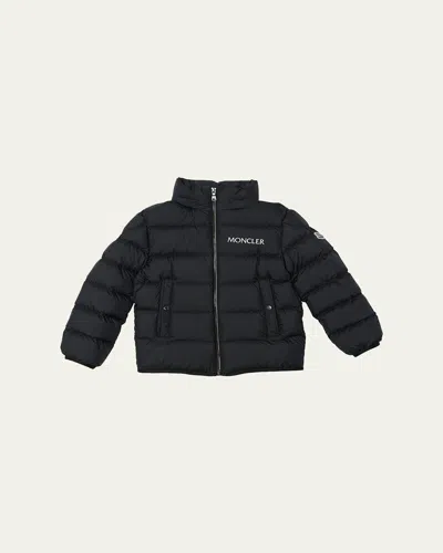 Moncler Kids' Boy's Bajan Airsoft Hooded Zip-front Down Jacket In Black