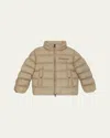 Moncler Boy's Bajan Airsoft Hooded Zip-front Down Jacket In Brown