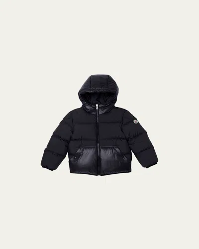 Moncler Kids' Boy's Barin Hooded Down Jacket Jacket In Blue