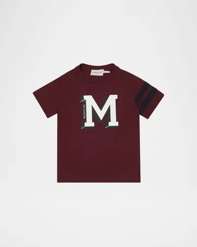 Moncler Kids' Boy's Big M Graphic Short-sleeve T-shirt In Burgundy