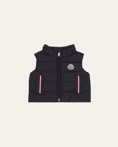 Moncler Kids' Boy's Buang Down Vest With Hood In Blue
