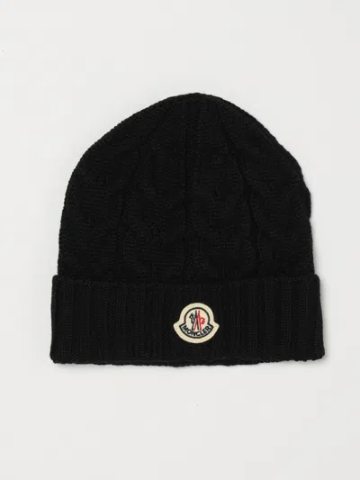 Moncler Boy's Cable-knit Virgin Wool Beanie With Logo Patch In Black