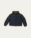 Moncler Boy's Cayden Faux Fur Trim Jacket In Dark Blue