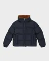 Moncler Boy's Cayden Faux Fur Trim Jacket In Dark Blue