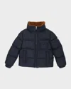 Moncler Boy's Cayden Faux Fur Trim Jacket In Dark Blue
