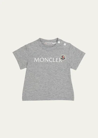 Moncler Kids' Boy's Classic Logo-print T-shirt In Grey