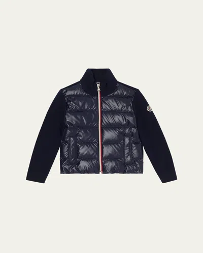 Moncler Kids' Boy's Combo Puffer Down Cardigan