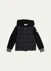 Moncler Jacket In Fleece With Padded Panel In Black