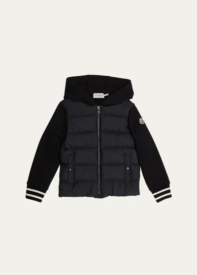 Moncler Kids' Jacket In Fleece With Padded Panel In Blue