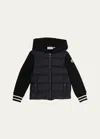 Moncler Jacket In Fleece With Padded Panel In Black