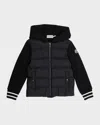 Moncler Jacket In Fleece With Padded Panel In Black