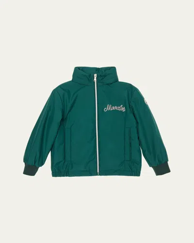 Moncler Kids' Boy's Corin Logo-print Windbreaker In Black