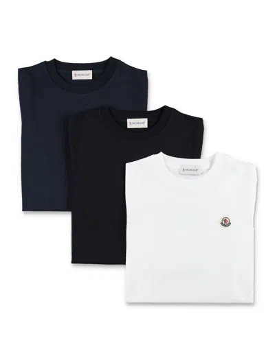 Moncler Boy's Cotton Jersey T-shirt Set Of 3 In Rosso