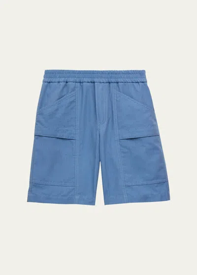 Moncler Kids' Boy's Cotton Twill Bermuda Shorts In 710 - Light Blue