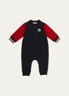 Moncler Boy's Embroidered Bell Coverall In Navy