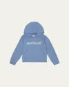 Moncler Boy's Embroidered Logo Patch Hoodie In Blue