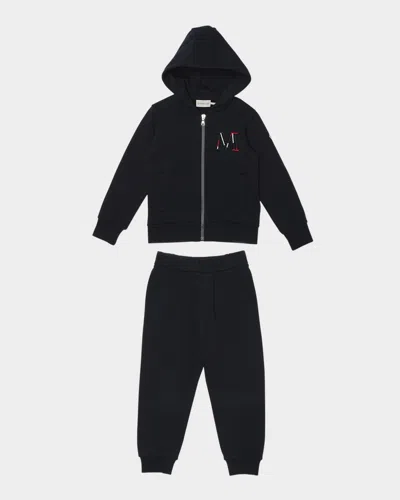 MONCLER BOY'S EMBROIDERED M HOODIE & JOGGERS