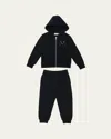 Moncler Boy's Embroidered M Hoodie & Joggers In Black