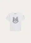 Moncler Boy's Embroidered Monogram T-shirt In White
