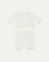 Moncler Boy's Embroidered Sweatshirt & Pants Set In White