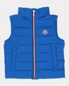 Moncler Boy's Ertavete Tricolor-trim Down Vest In Blue