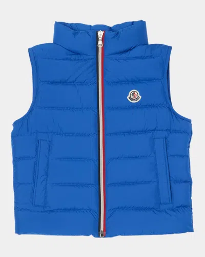 Moncler Kids' Boy's Ertavete Tricolor Zip Tape Vest In Blue