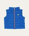 Moncler Boy's Ertavete Tricolor Zip Tape Vest In Blue