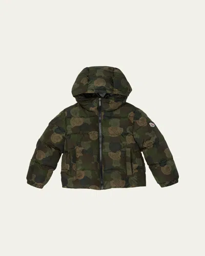MONCLER BOY'S ESCER CAMO LOGO-PRINT PUFFER JACKET