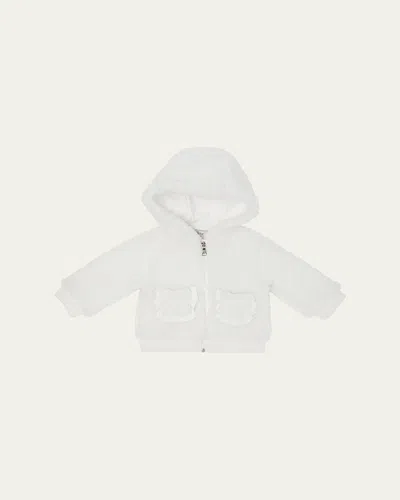Moncler Kids' Boy's Fleece Zip-front Pocketed Cardigan In White