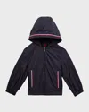 Moncler Boy's Granduc Tricolor Trim Jacket In Black