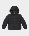 Moncler Boy's Grecois Hooded Down Jacket In Black