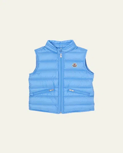Moncler Kids' Boy's Gui Packable Down Vest In Blue