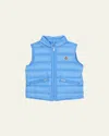 Moncler Boy's Gui Packable Down Vest In Blue