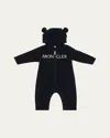 Moncler Boy's Hooded Logo Coverall Romper In Black