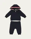 Moncler Boy's Hoodie & Jogger Pants Set In Black
