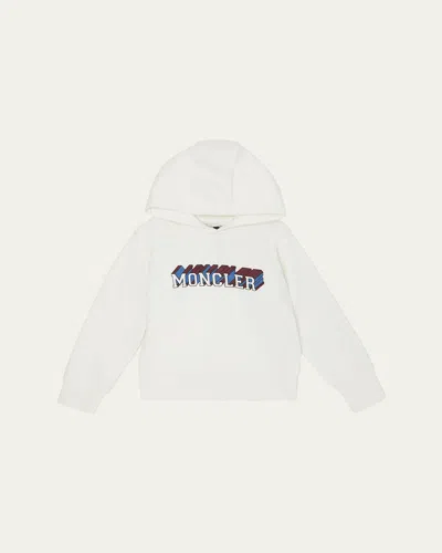 Moncler Kids' Boy's Hoodie Logo Sweater In White