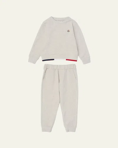Moncler Kids' Boy's Knit Sweatshirt & Sweatpants Set In Gray