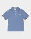 Moncler Kids' Boy's Logo Appliqué Short-sleeve Polo Shirt In Blue